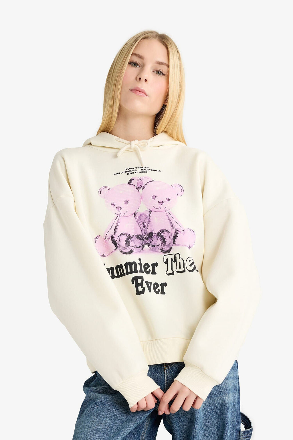 Oversize Wide Fit Hooded Printed KSweatshirt
