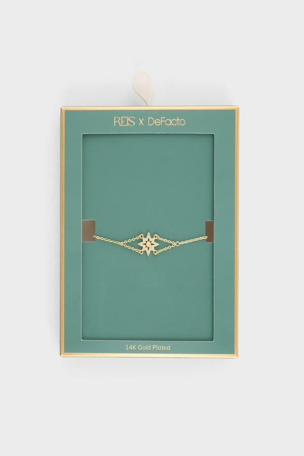 Reis X DeFacto Snowflake Patterned Gold Bracelet