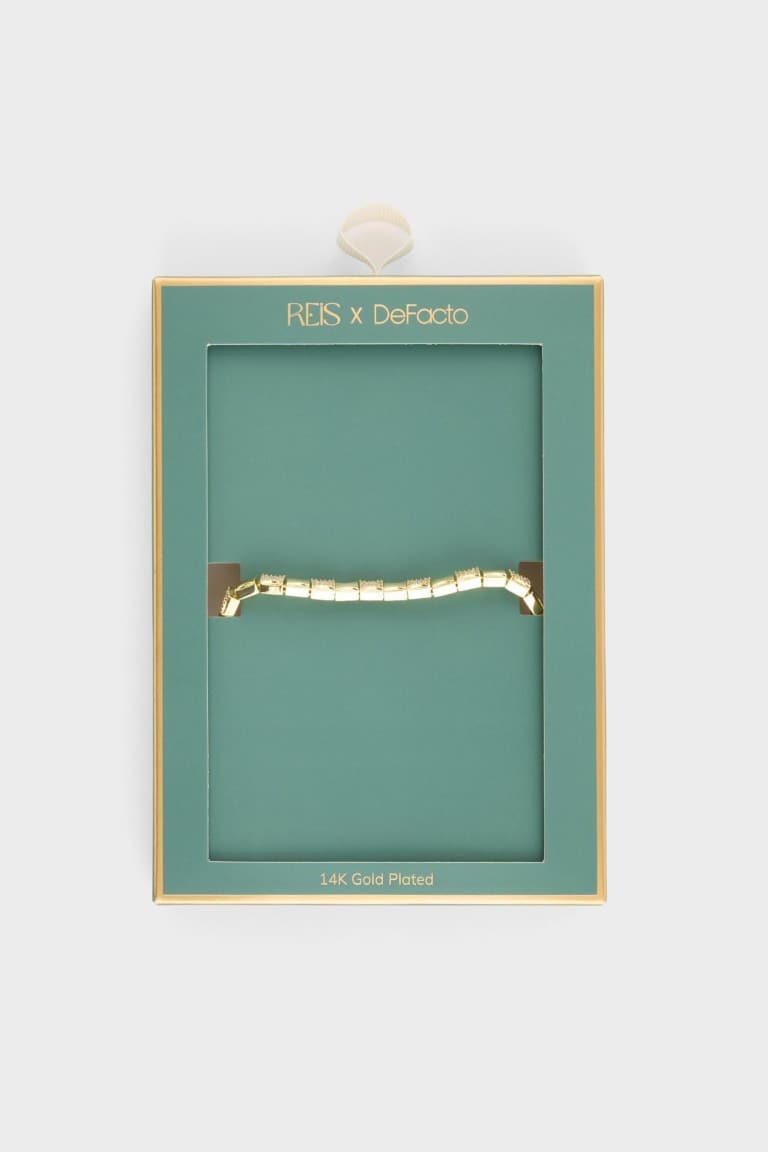 Reis X DeFacto Rectangle Patterned Gold Bracelet