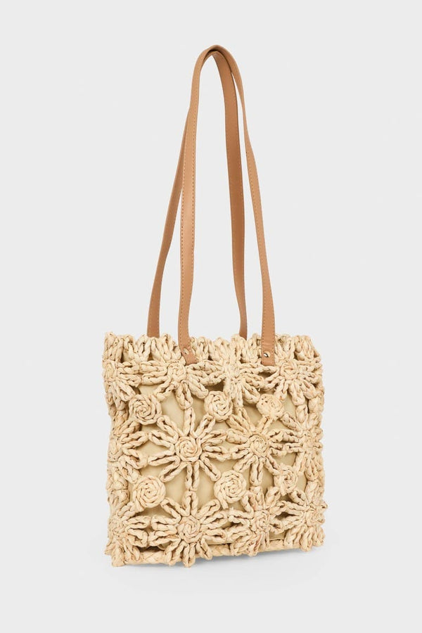 Women Knitted Floral Motif Shoulder Bag