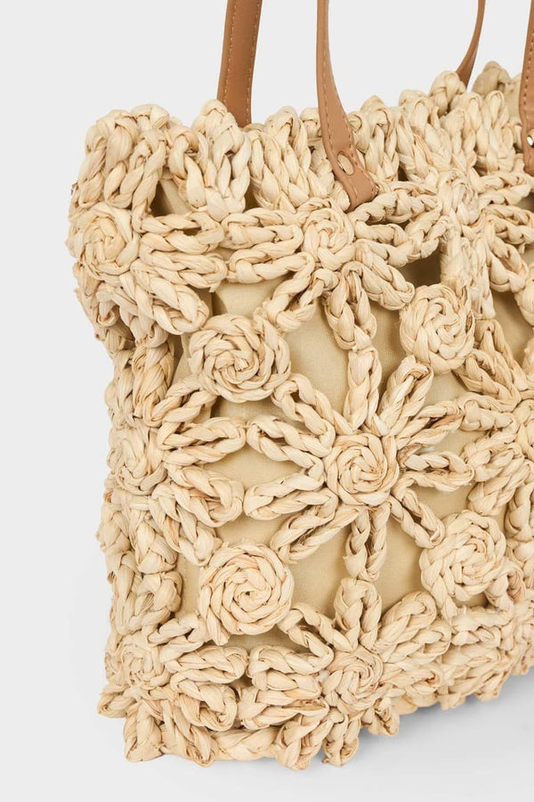 Women Knitted Floral Motif Shoulder Bag