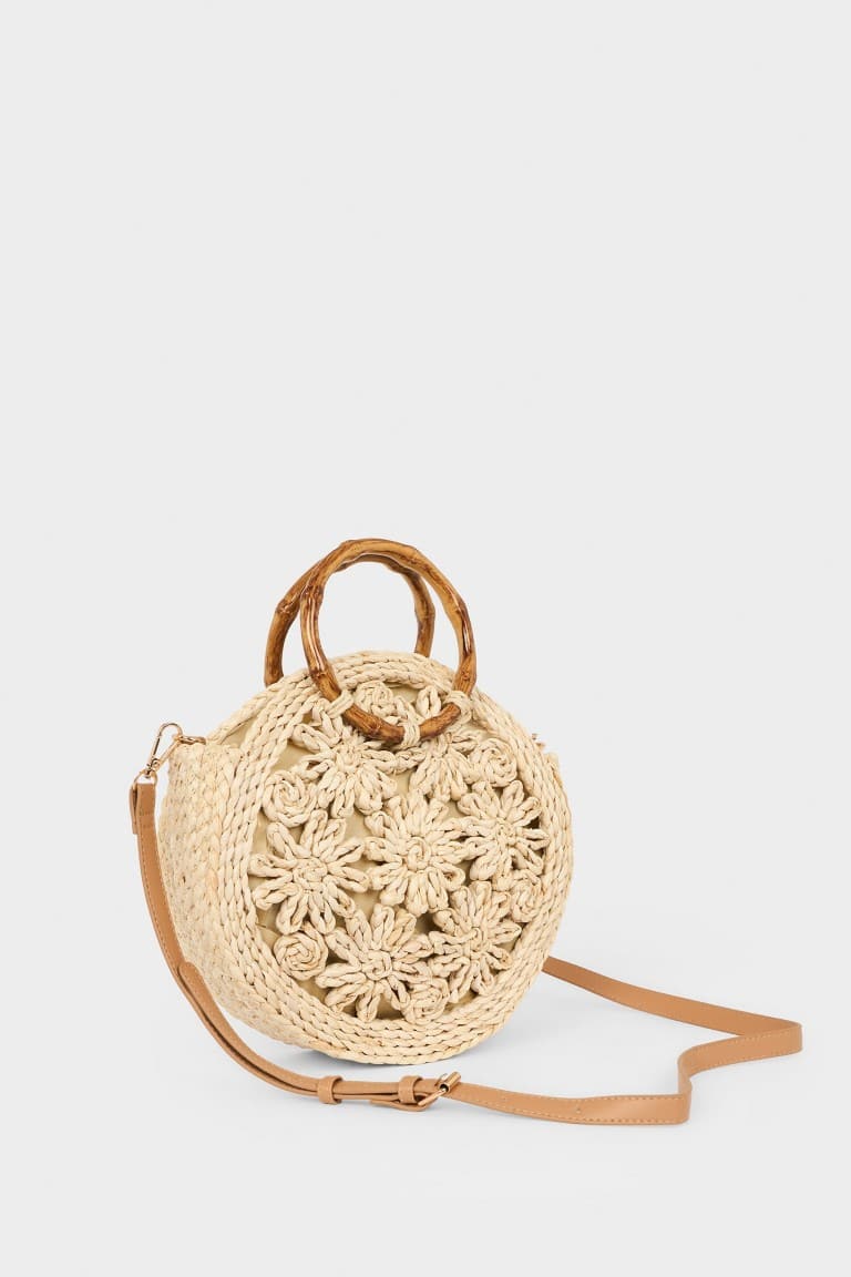 Women Knitted Floral Motif Shoulder Bag Secondary image