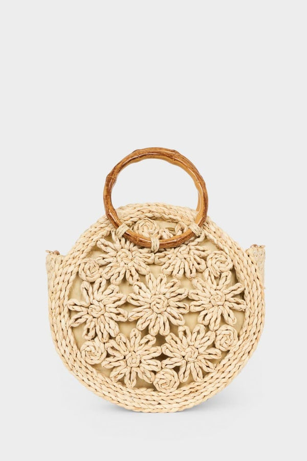 Women Knitted Floral Motif Shoulder Bag