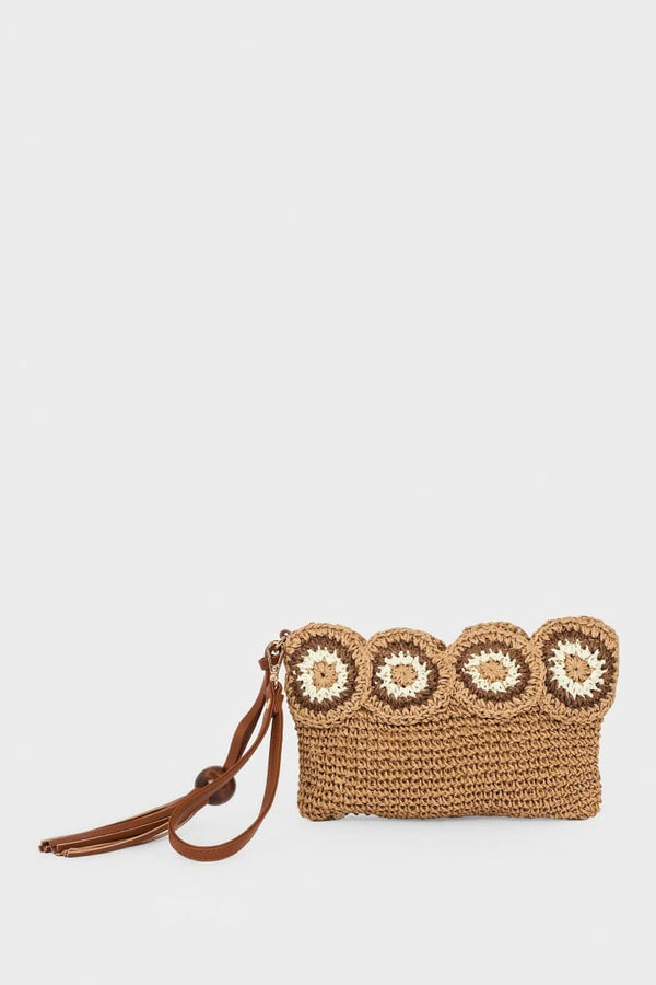 Women Knitted Floral Motif Shoulder Bag