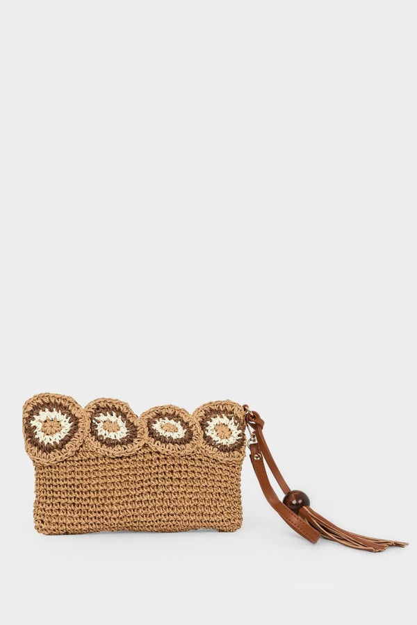 Women Knitted Floral Motif Shoulder Bag