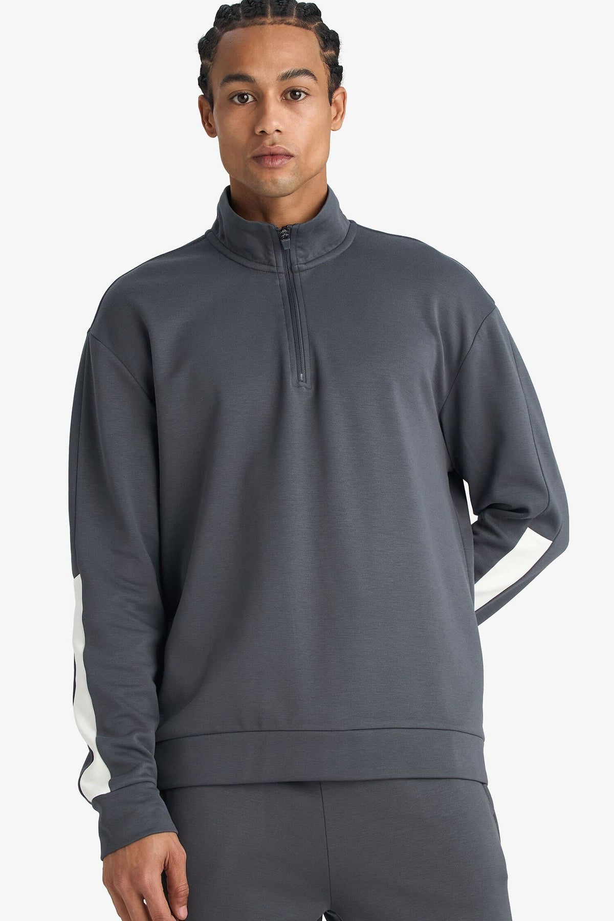 Standard Fit Stand Collar Half-Zip Modal Sweatshirt Main image