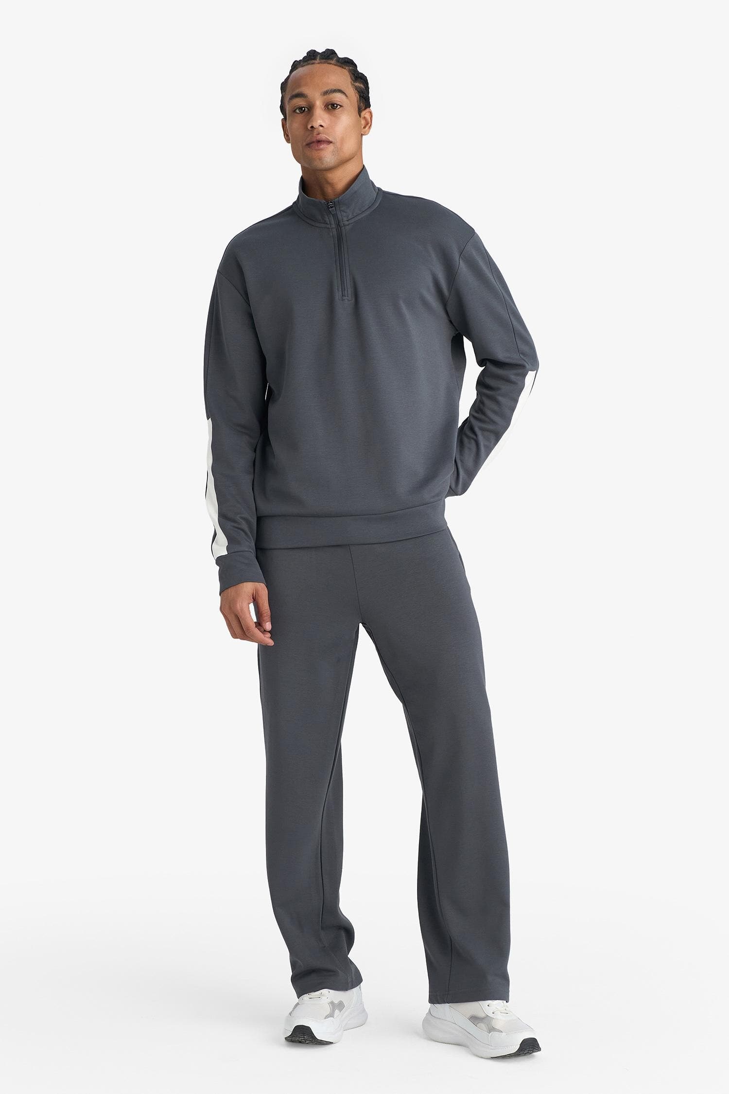 Standard Fit Stand Collar Half-Zip Modal Sweatshirt Secondary image
