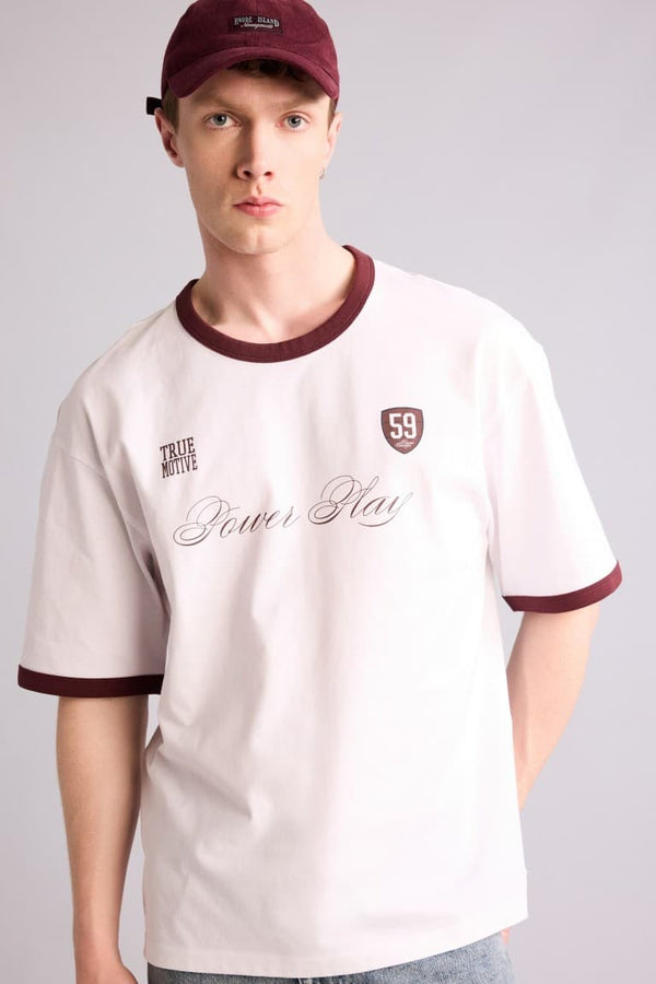 100% Cotton Boxy Fit Printed T-Shirt
