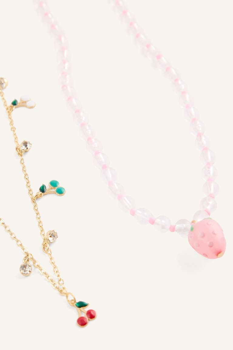 Women 2-Piece Fruit Patterned Necklace