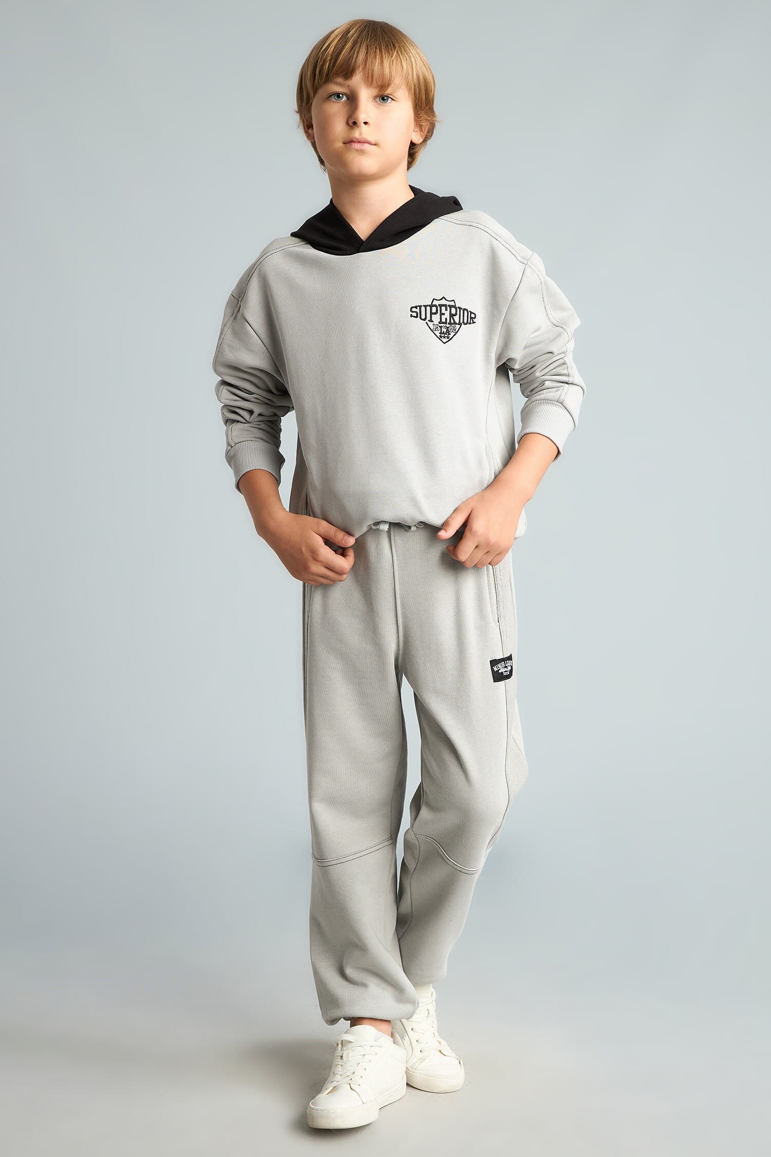 2-Pack Hooded Long Sleeve Printed Light Grey Set Boys Secondary image