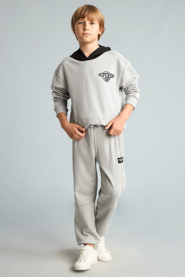 2-Pack Hooded Long Sleeve Printed Light Grey Set Boys