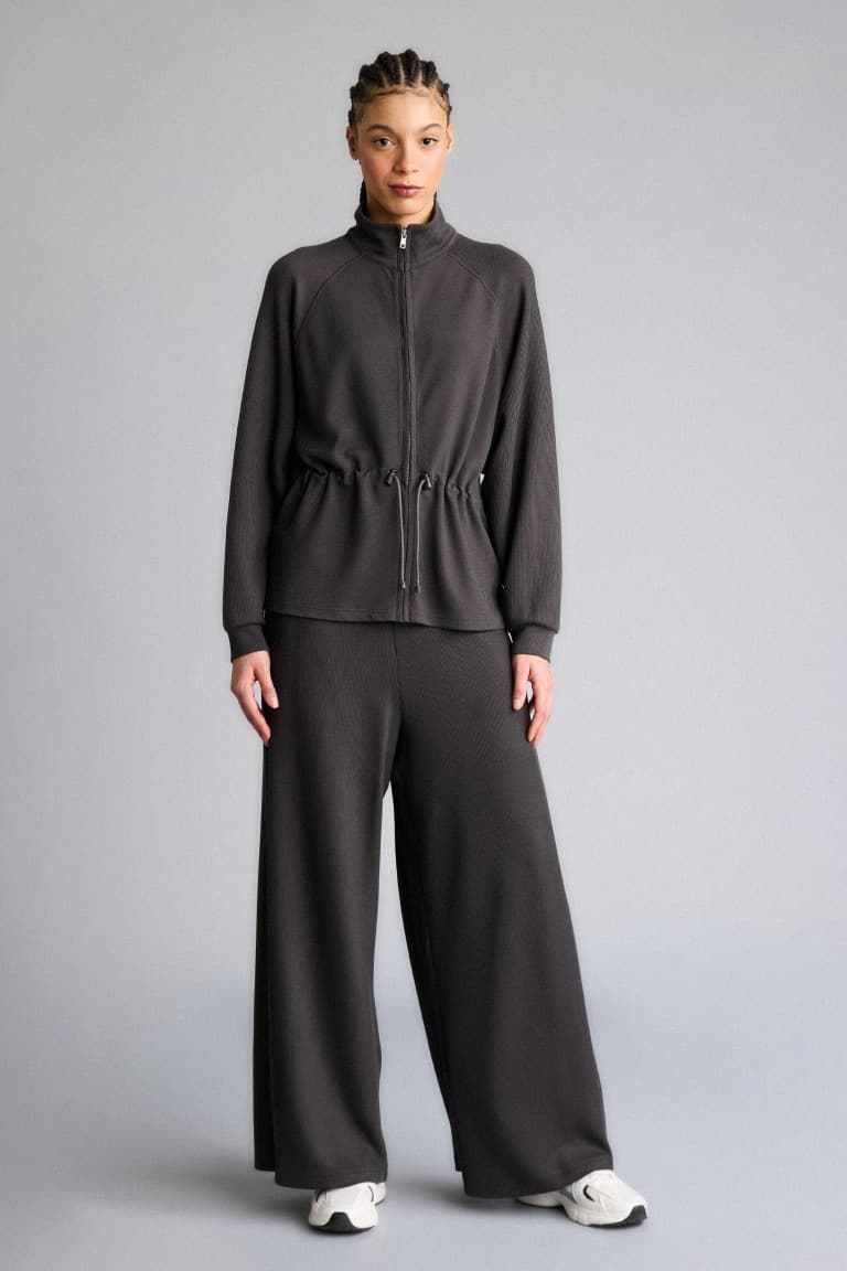 Standard Fit Stand-Up Collar Zippered Modal Cardigan Secondary image