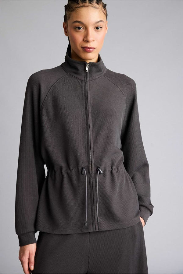Standard Fit Stand-Up Collar Zippered Modal Cardigan