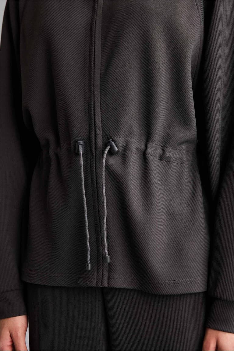 Standard Fit Stand-Up Collar Zippered Modal Cardigan