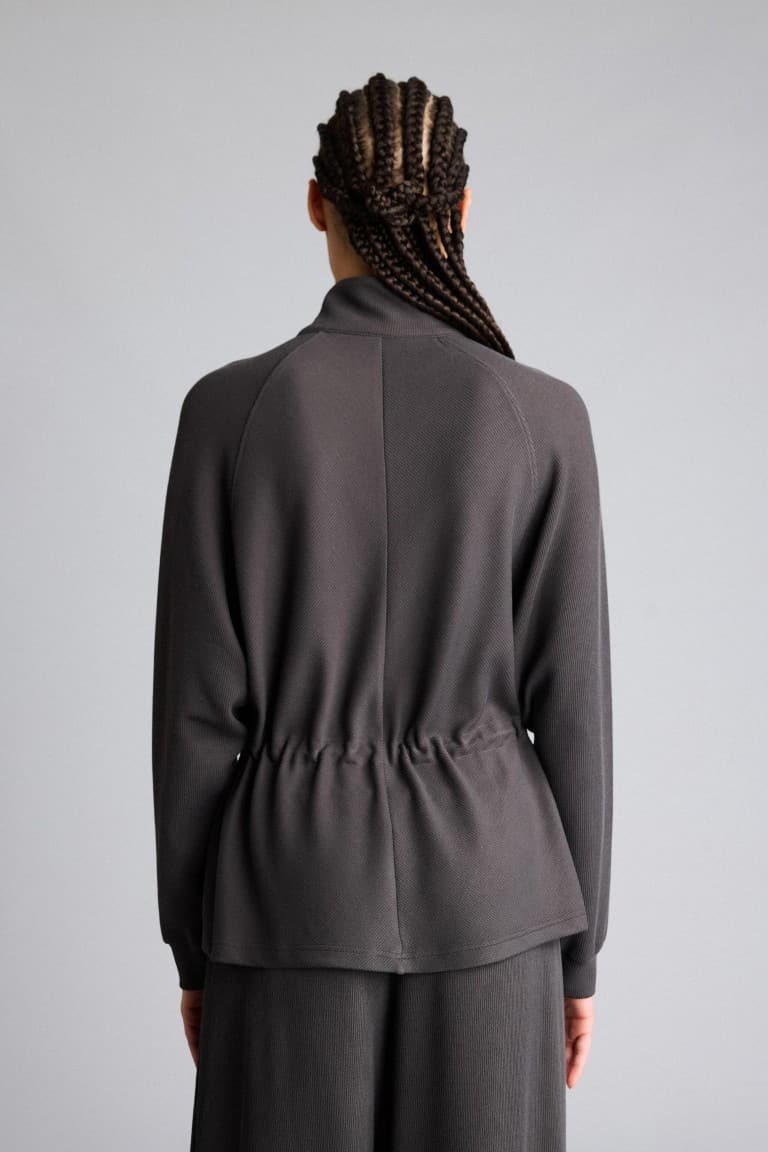 Standard Fit Stand-Up Collar Zippered Modal Cardigan
