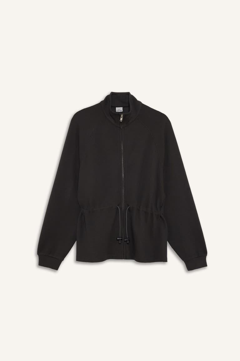 Standard Fit Stand-Up Collar Zippered Modal Cardigan
