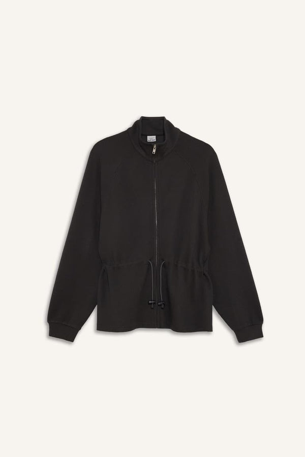 Standard Fit Stand-Up Collar Zippered Modal Cardigan