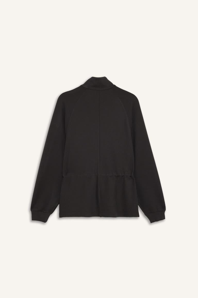 Standard Fit Stand-Up Collar Zippered Modal Cardigan
