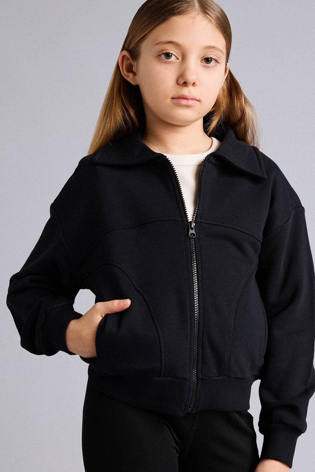 Zippered Cardigan Girl