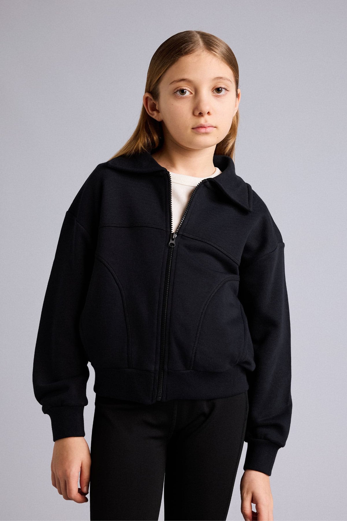 Zippered Cardigan Girl