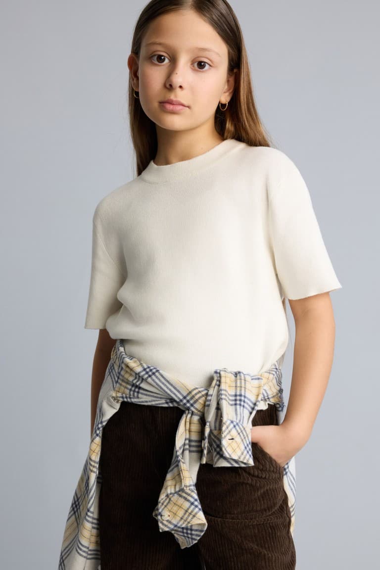 Regular Crew Neck Rib Sweater Girl