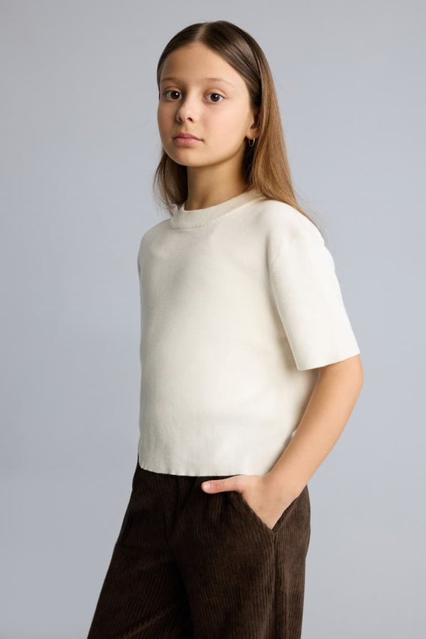 Regular Crew Neck Rib Sweater Girl