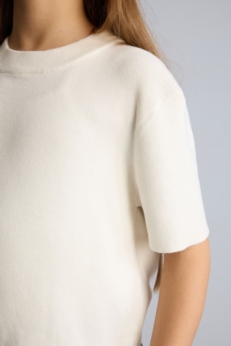 Regular Crew Neck Rib Sweater Girl
