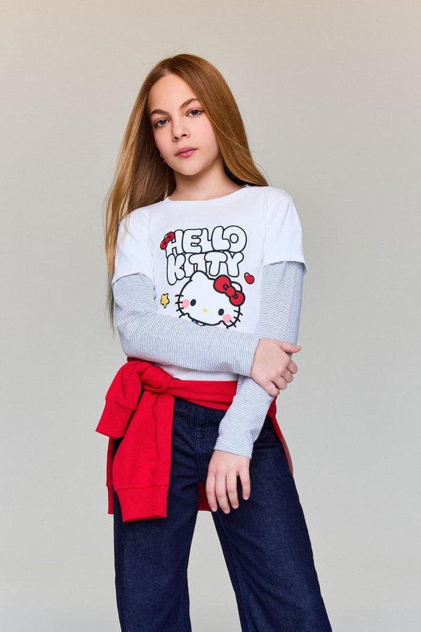Hello Kitty Crew Neck Long Sleeve T-Shirt Girl