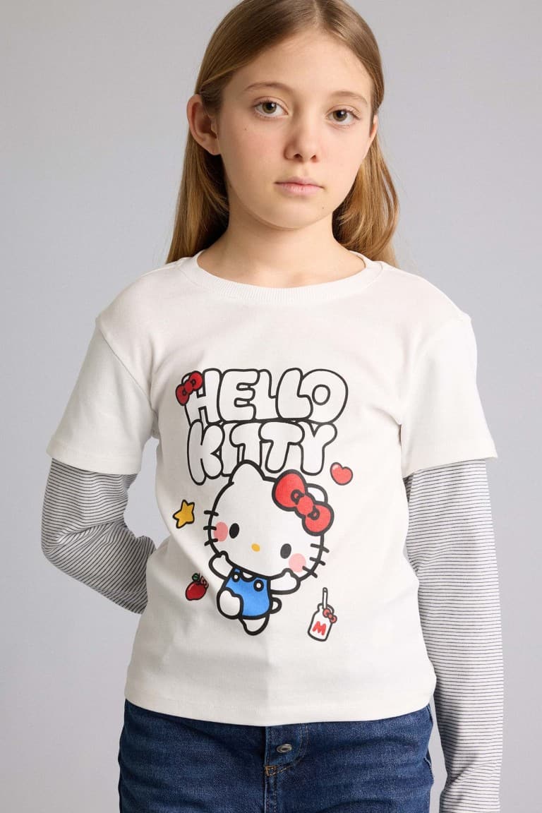 Hello Kitty Crew Neck Long Sleeve T-Shirt Girl