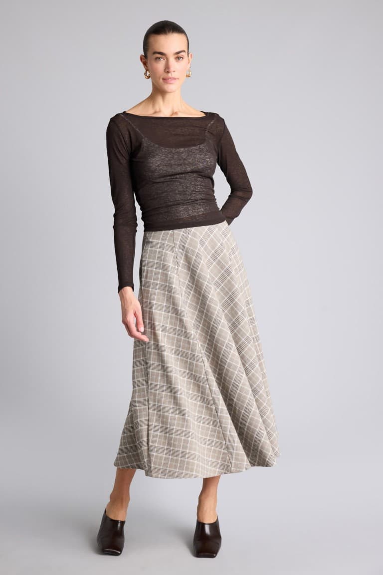 A-Line Checkered Normal Waist Skirt Secondary image
