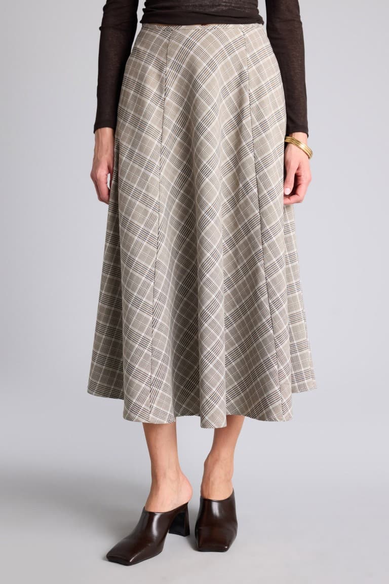 A-Line Checkered Normal Waist Skirt