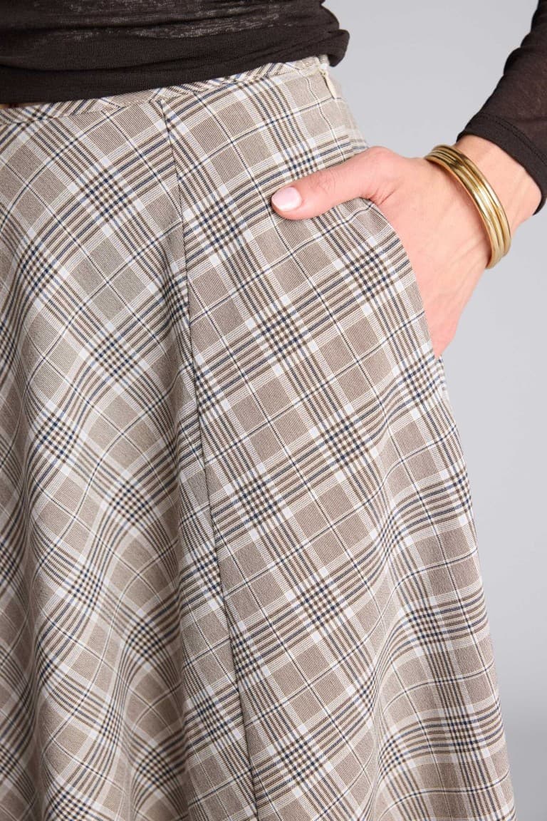 A-Line Checkered Normal Waist Skirt