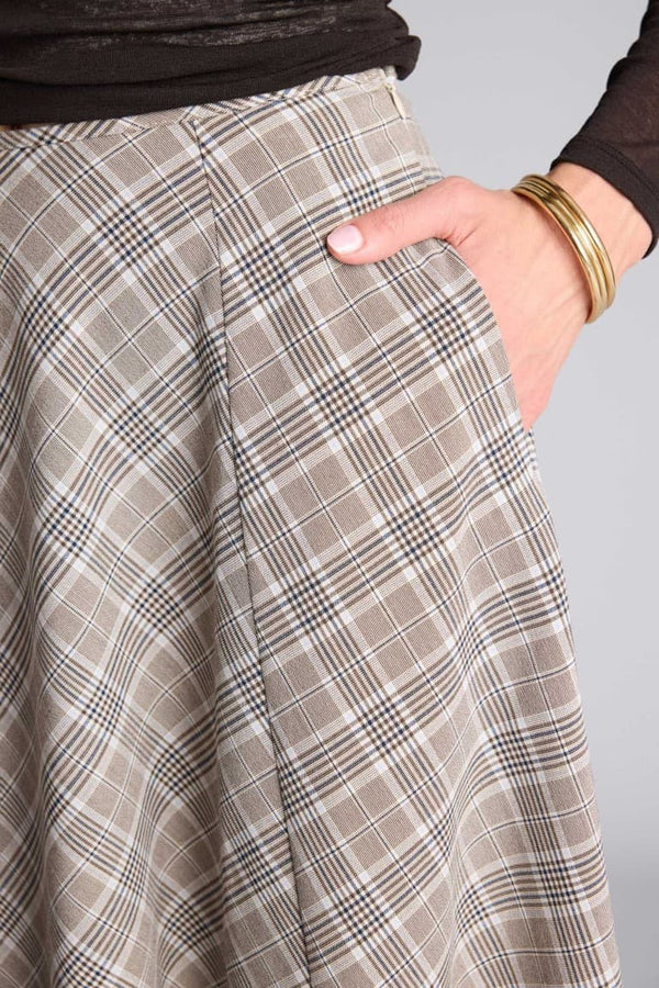 A-Line Checkered Normal Waist Skirt