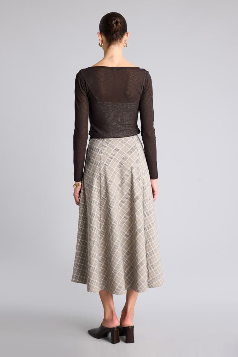 A-Line Checkered Normal Waist Skirt