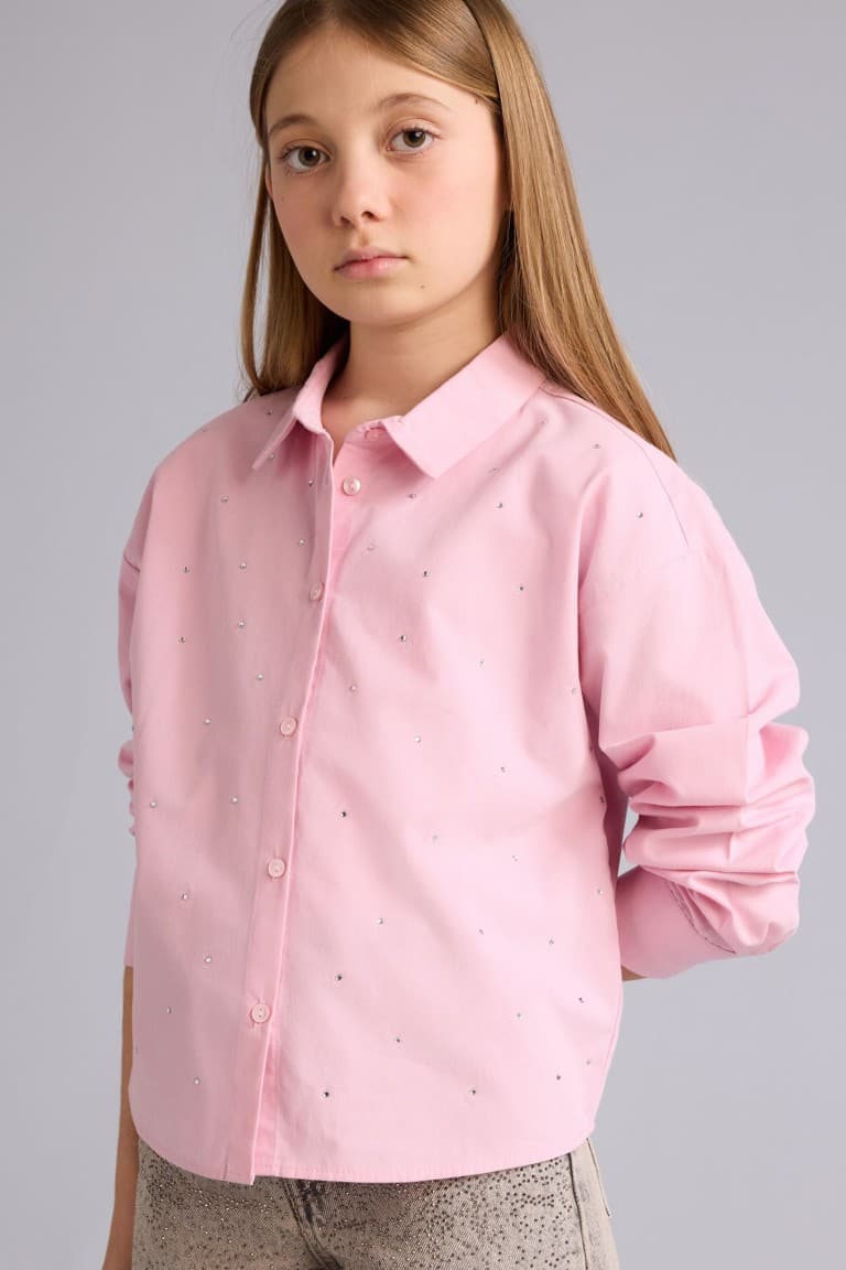 Stone Poplin Shirt Girl