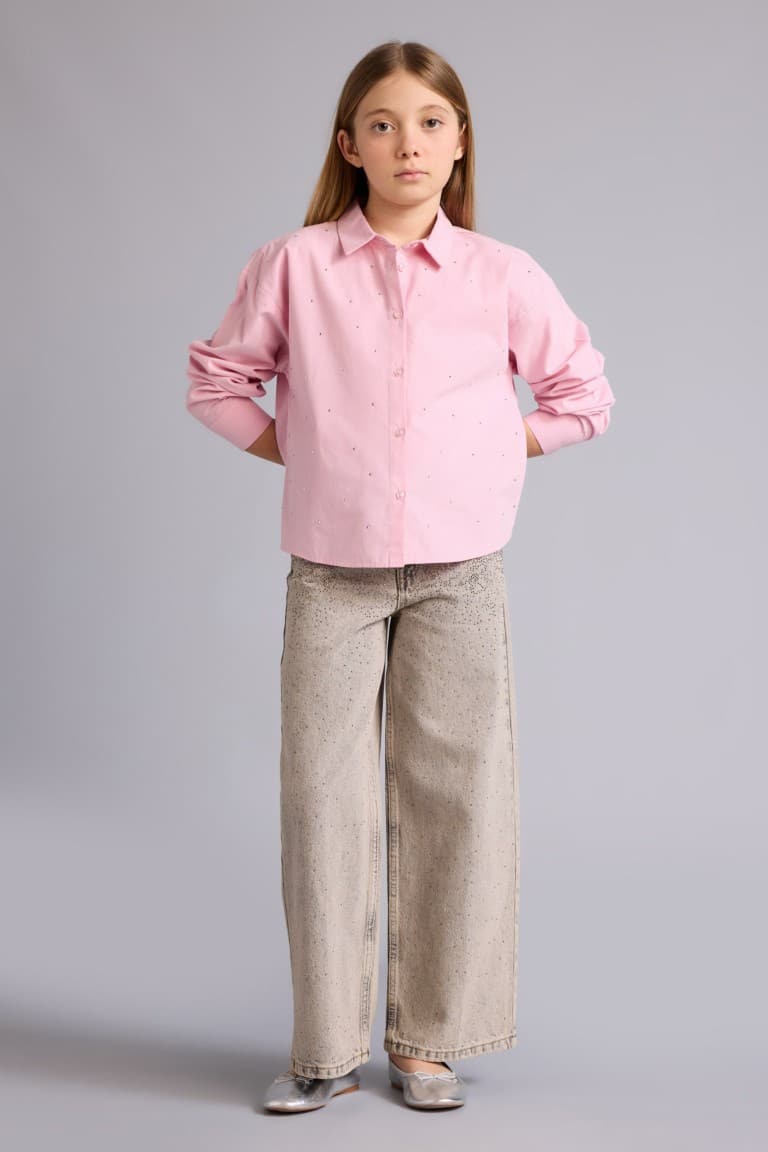 Stone Poplin Shirt Girl
