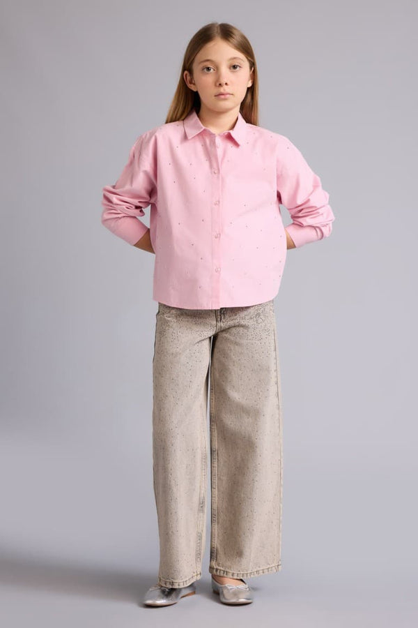 Stone Poplin Shirt Girl