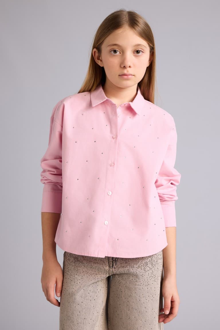 Stone Poplin Shirt Girl