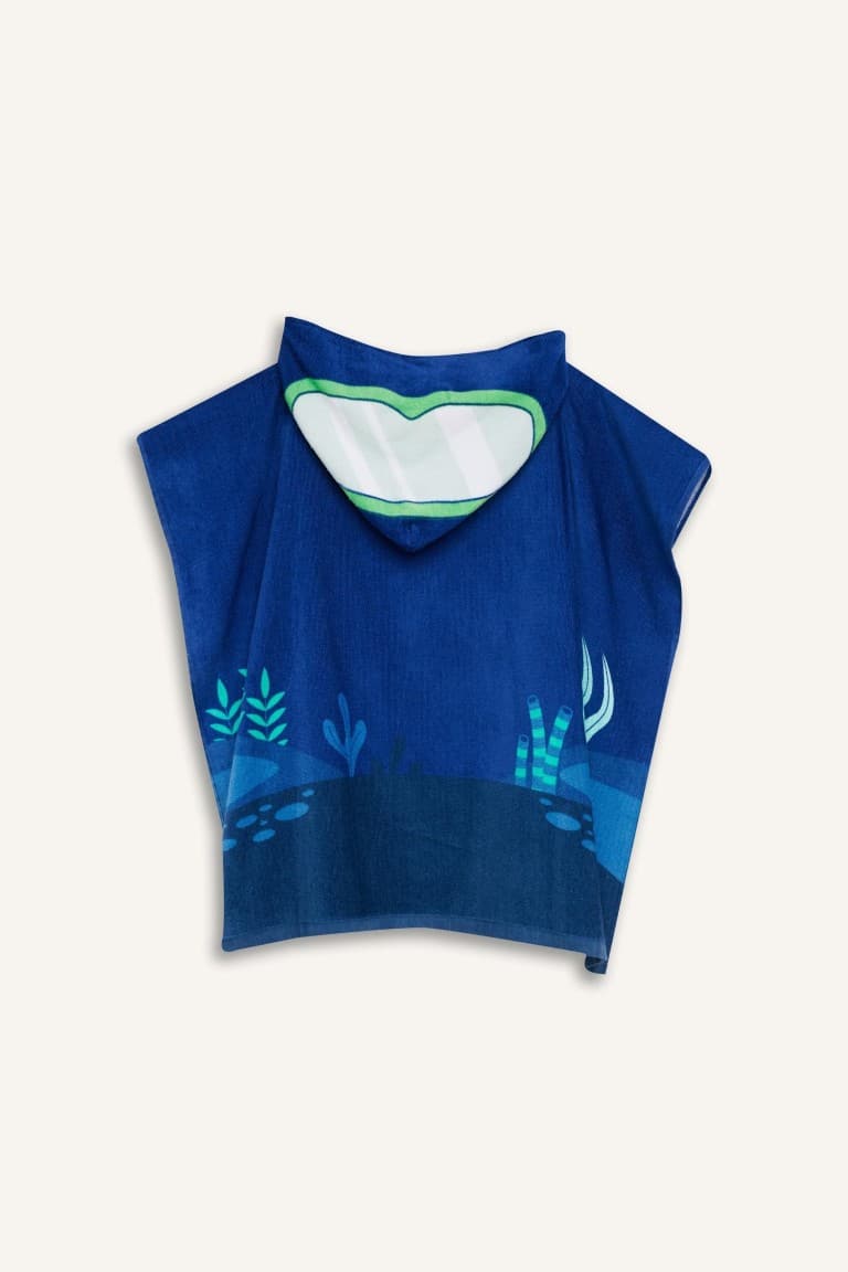 Diver Patterned Cotton Poncho Towel Boy