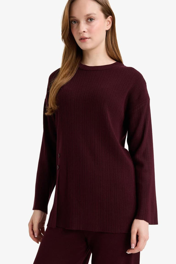 Loose Fit Crew Neck Knitwear Sweater Tunic