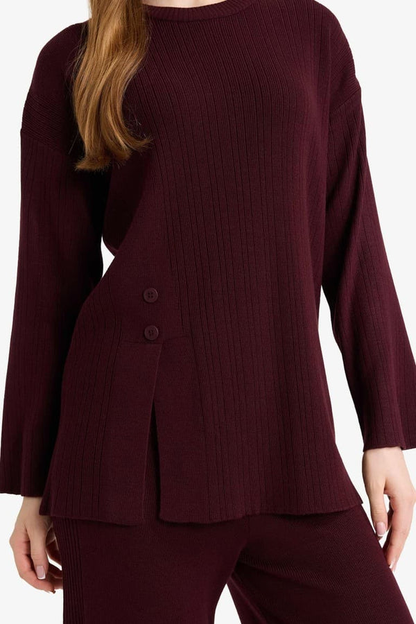 Loose Fit Crew Neck Knitwear Sweater Tunic