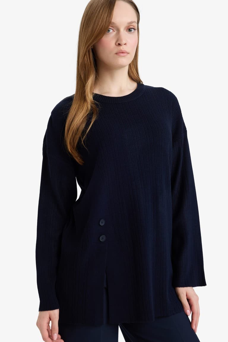Loose Fit Crew Neck Knitwear Sweater Tunic