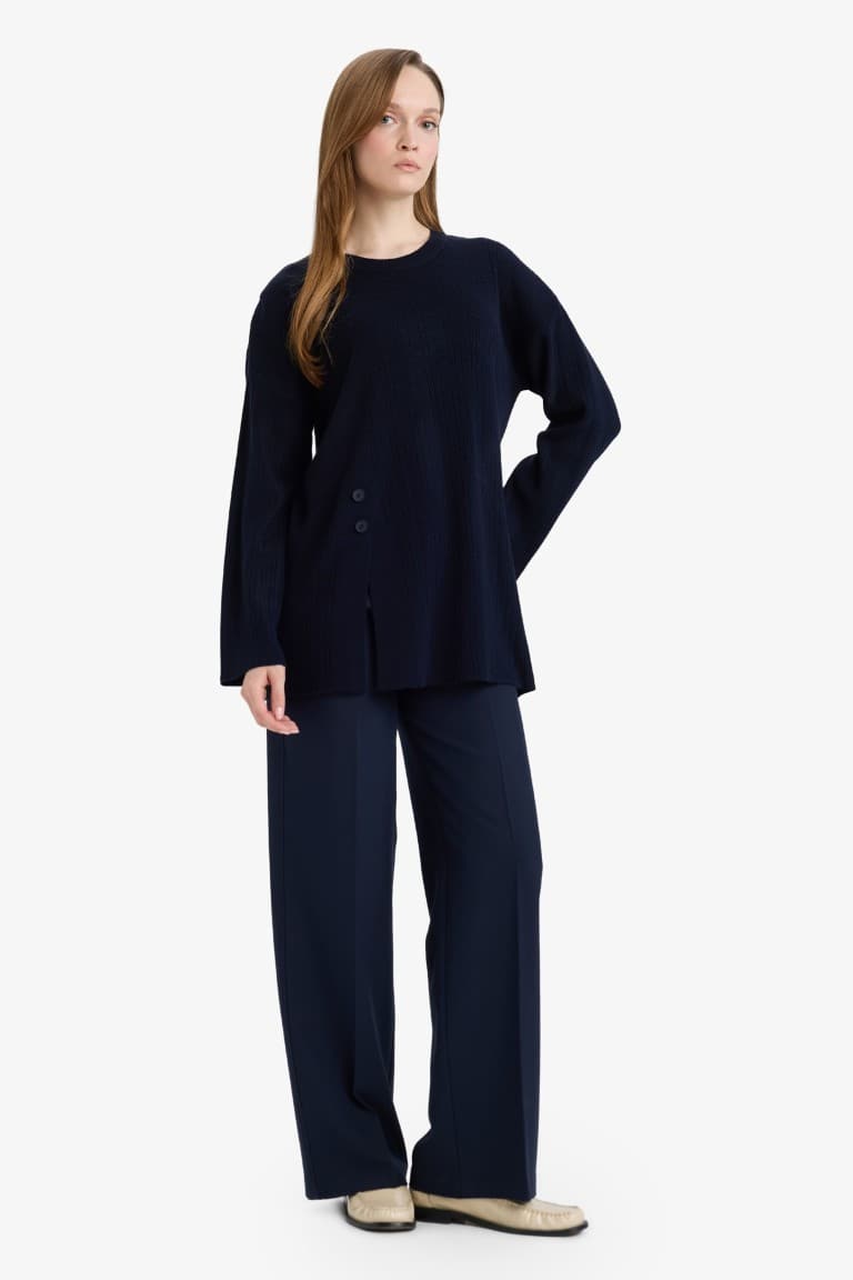 Loose Fit Crew Neck Knitwear Sweater Tunic