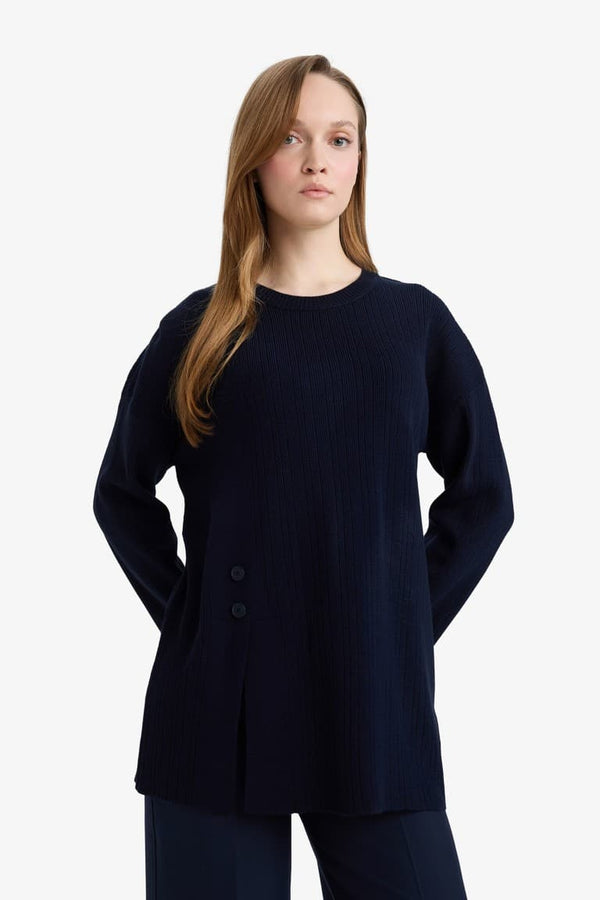 Loose Fit Crew Neck Knitwear Sweater Tunic