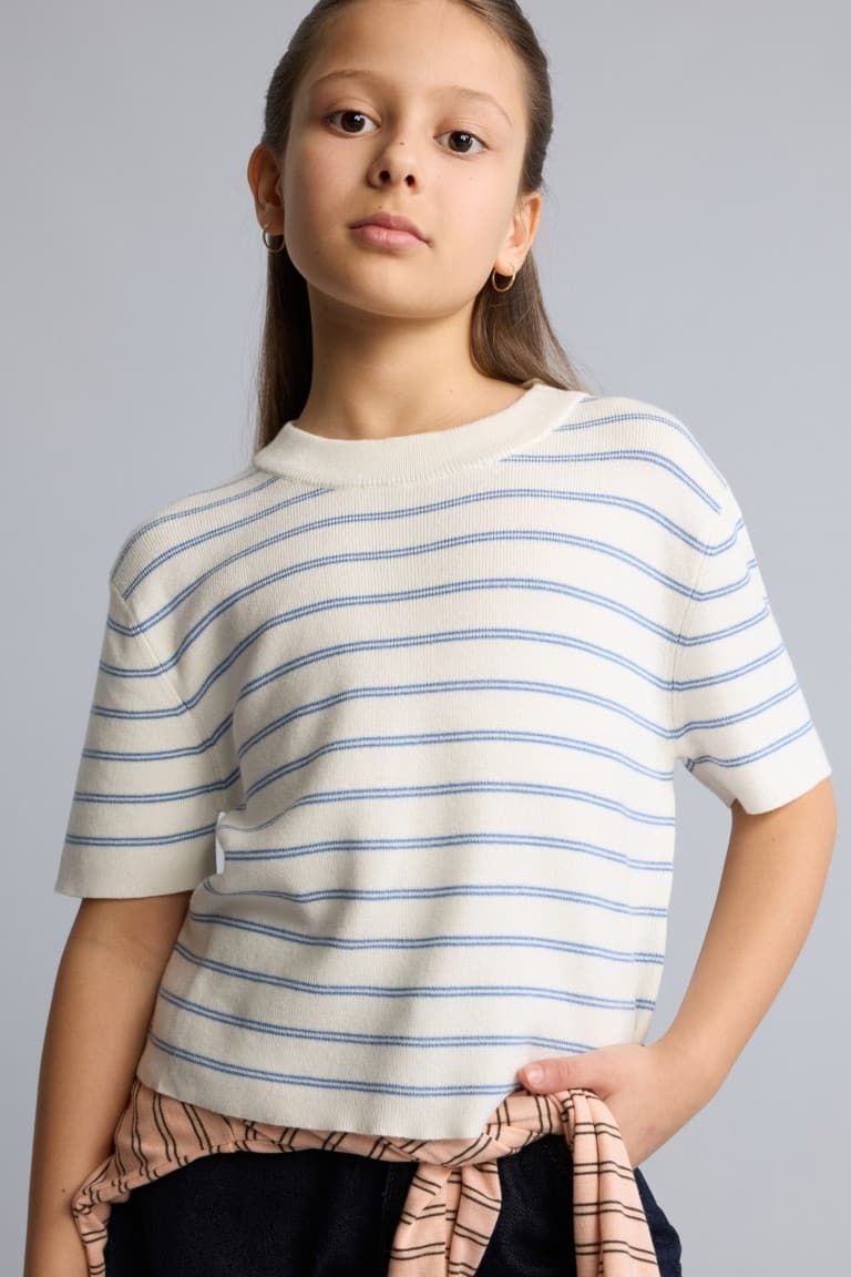 Regular Crew Neck Rib Sweater Girl