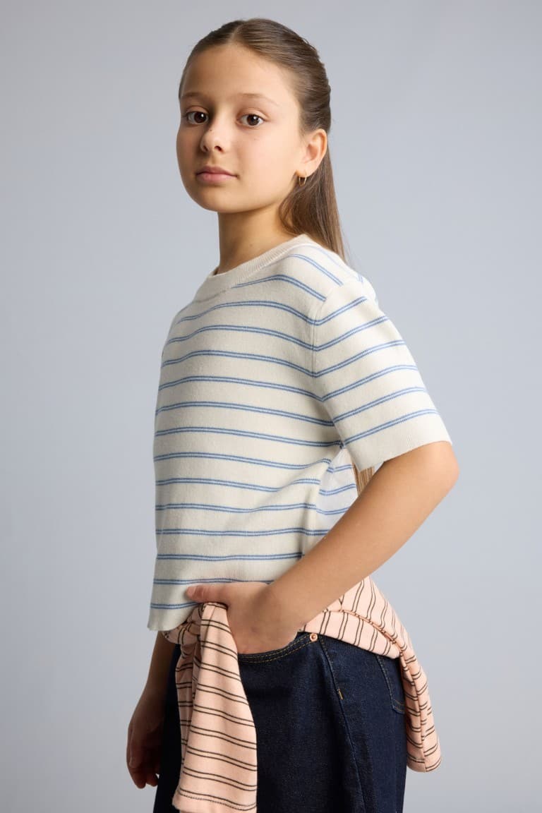Regular Crew Neck Rib Sweater Girl