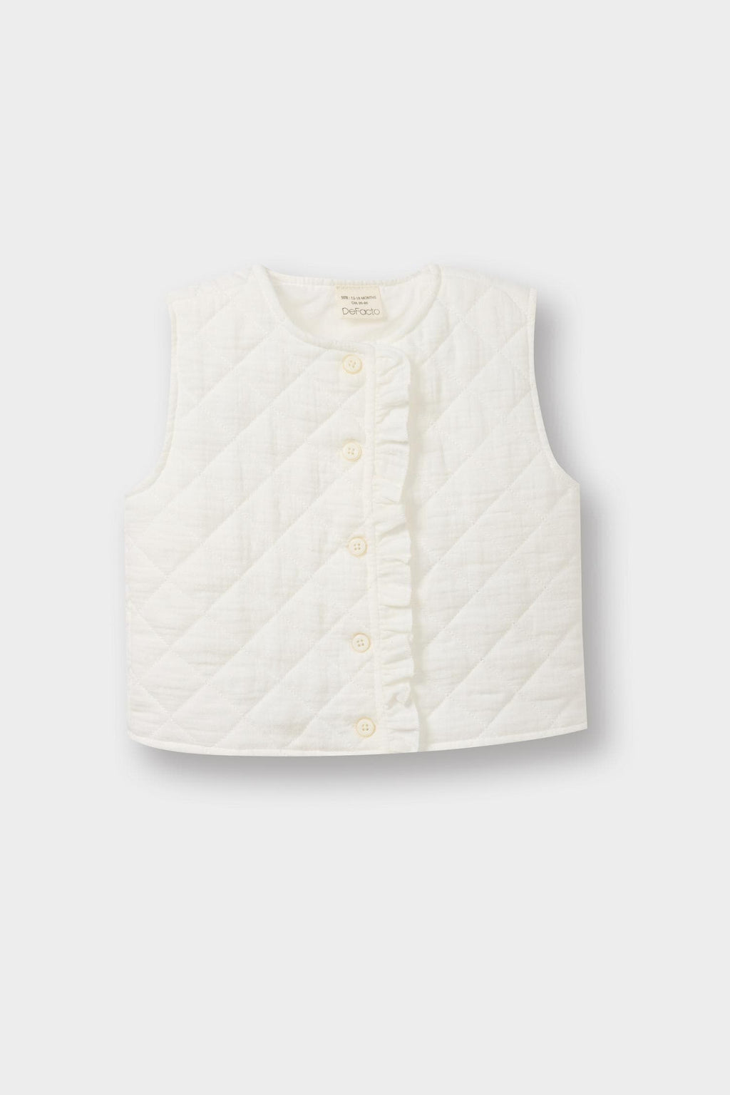 Crew Neck Quilted Buttoned Vest Baby Girl