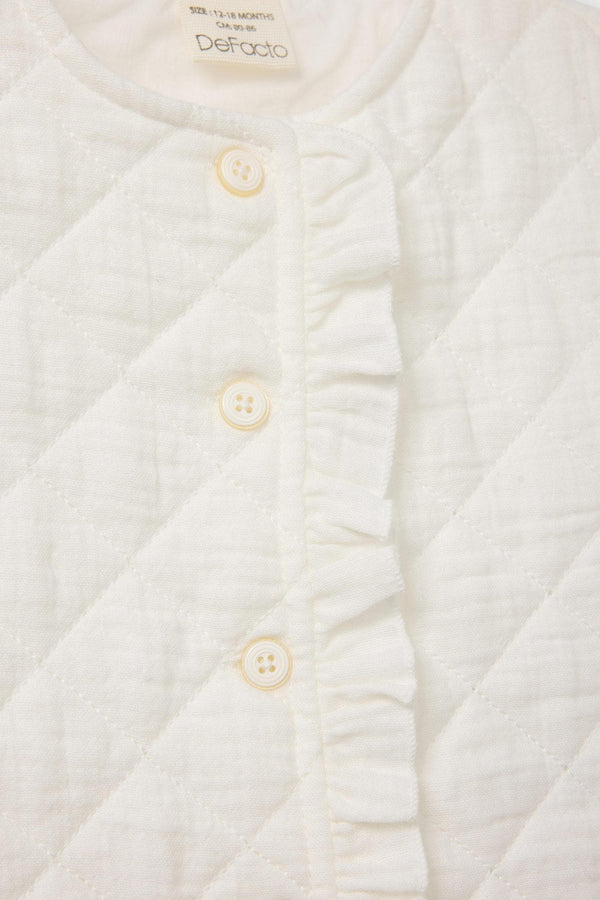 Crew Neck Quilted Buttoned Vest Baby Girl