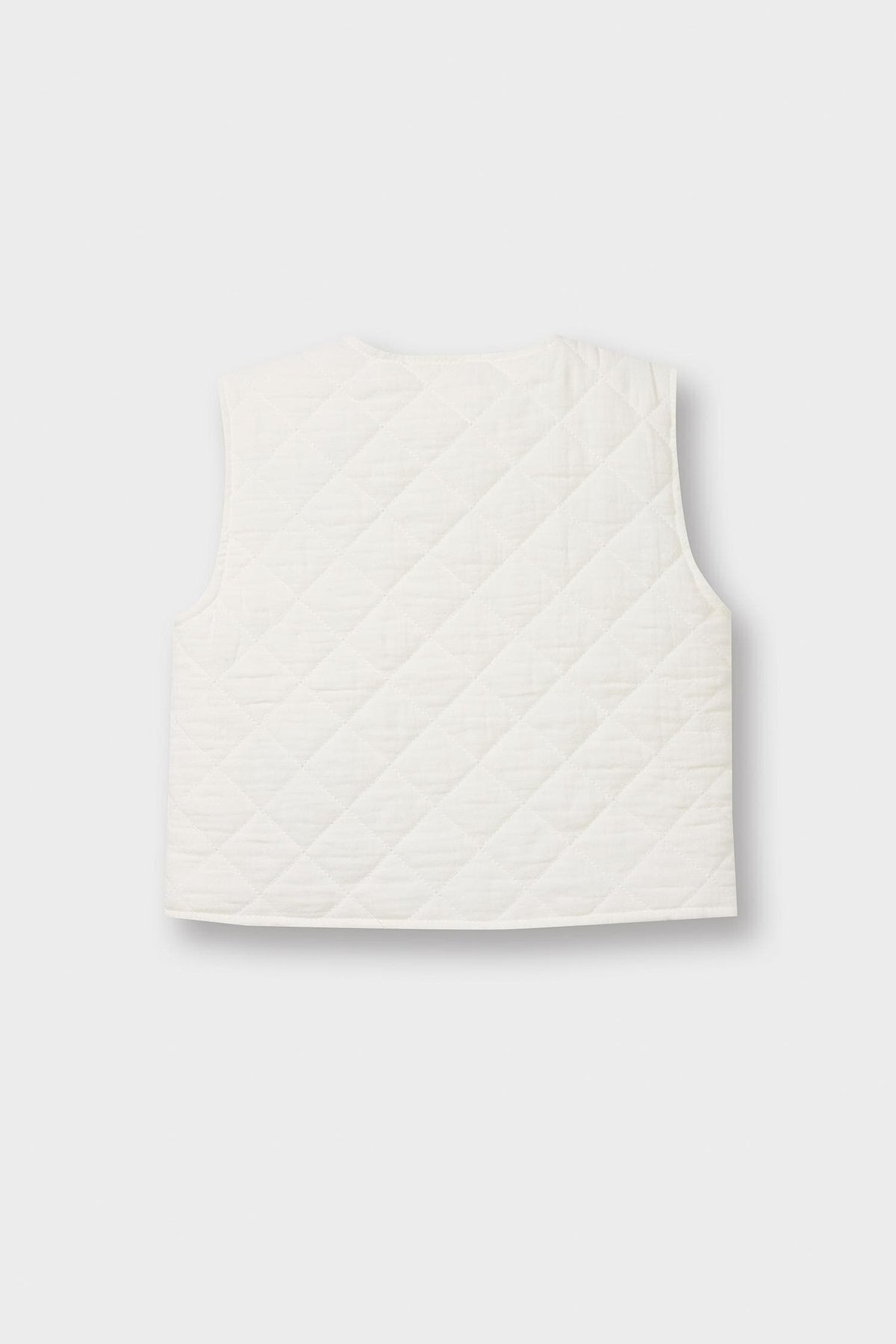 Crew Neck Quilted Buttoned Vest Baby Girl