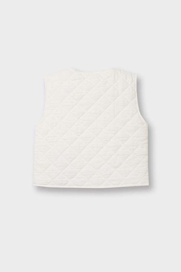 Crew Neck Quilted Buttoned Vest Baby Girl